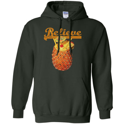 Believe Pineapple Cuptropical Drink T-shirt Forest Green