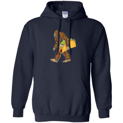 Camping T-shirt Bigfoot Sasquatch Carrying Taco Navy