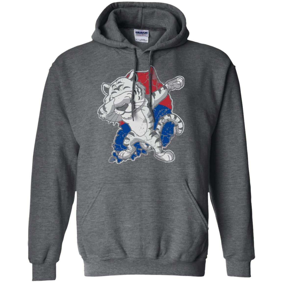 Dabbing White Tiger South Korea Flag T-shirt Dark Heather