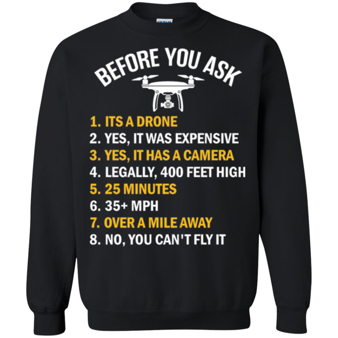 Before You Ask Funny Drone T-shirt You Can_t Fly It Black