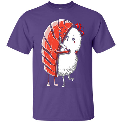 Sushi Lover T-shirt Salmon Sashimi Sushi Hug Love Purple