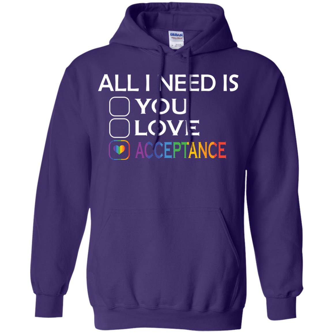 All I Need Is Acceptance Lgbt Shirt Purple