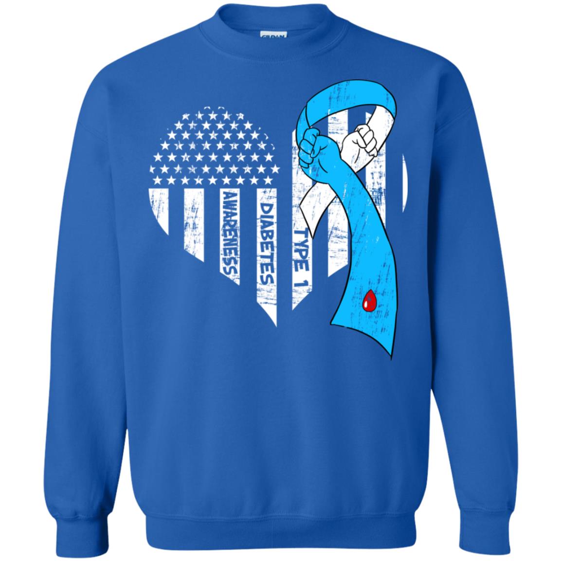 Diabetes Awareness Type 1 Ribbon Flag Shirt Royal