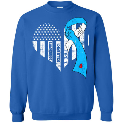 Diabetes Awareness Type 1 Ribbon Flag Shirt Royal