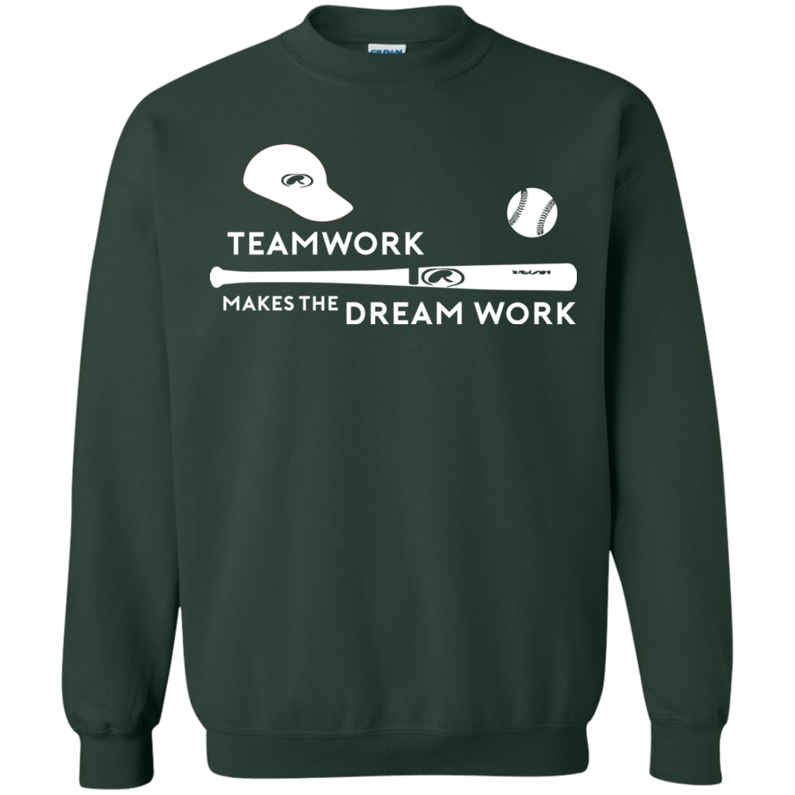 Baseball T-shirt Teamwork Makes The Dream Work Forest Green
