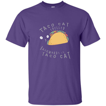 Cat Lovers T-shirt Taco Cat Spelled Backward Is Taco Cat Purple