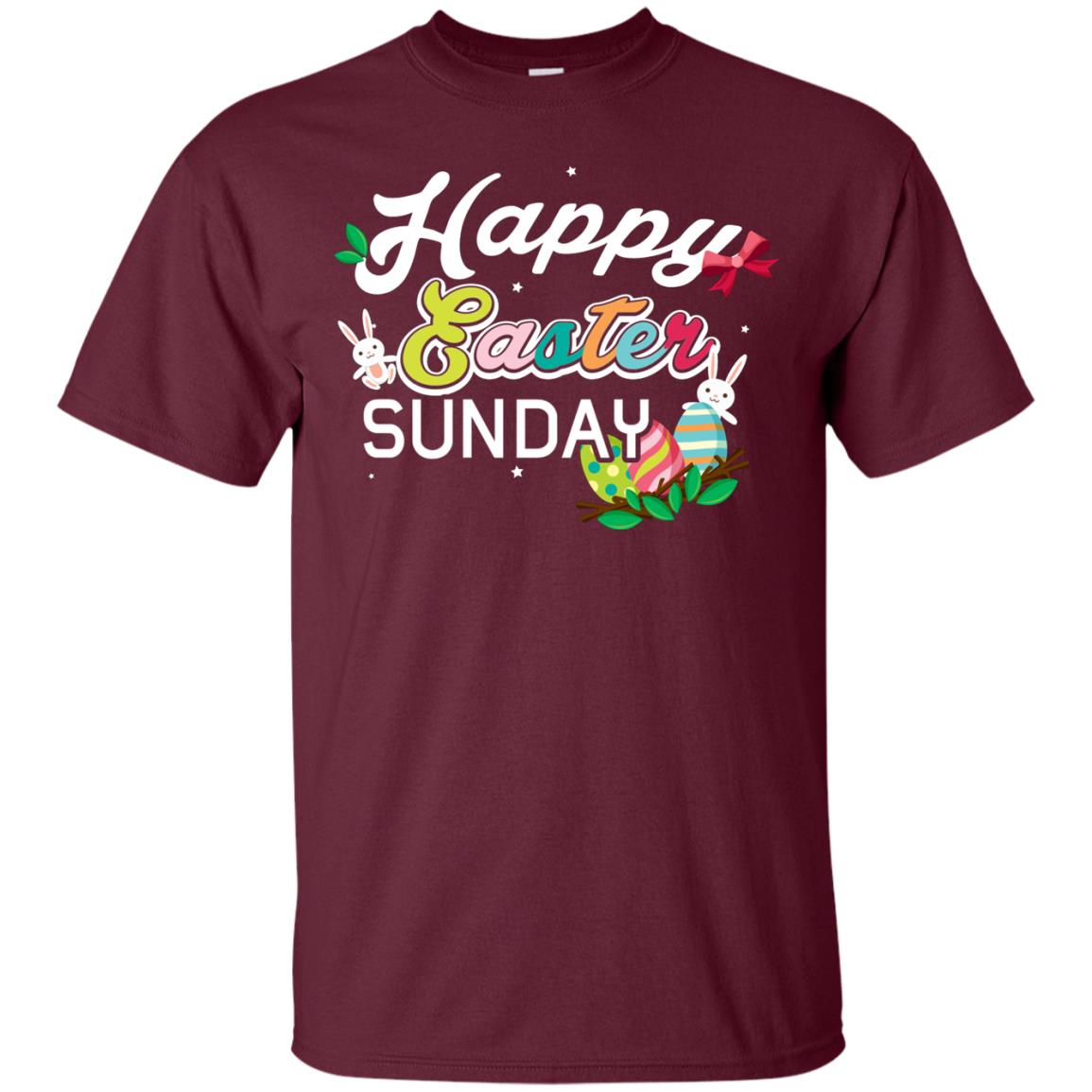 Christian T-shirt Happy Easter Sunday Maroon