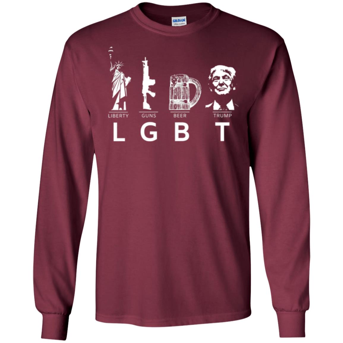 Lgbt T-shirt Liberty Guns Beer Trump Maroon