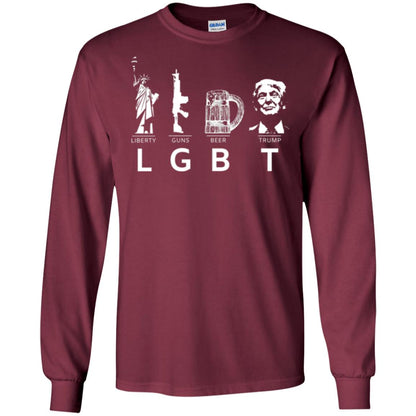 Lgbt T-shirt Liberty Guns Beer Trump Maroon