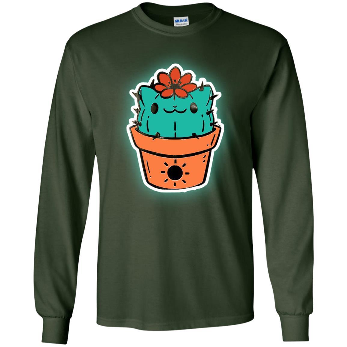 Cat Lovers T-shirt Catcus Forest Green