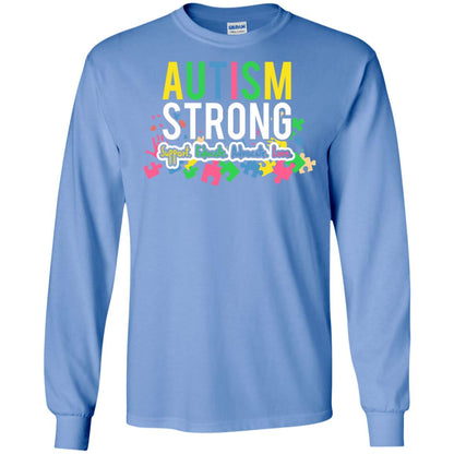 Autism Strong Support Educate Advocate Love Autism Awearness T-shirt Carolina Blue
