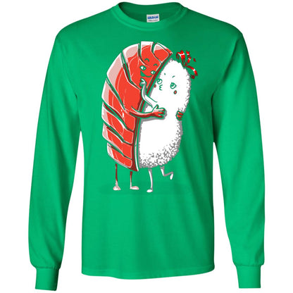 Sushi Lover T-shirt Salmon Sashimi Sushi Hug Love Irish Green