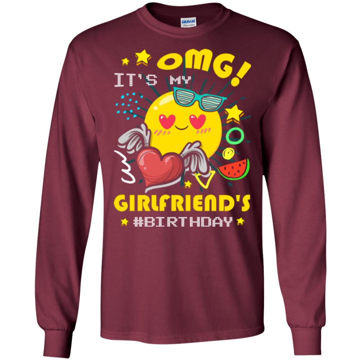 Boyfriend T-shirt Omg It's My Girlfriend's #birthday Maroon