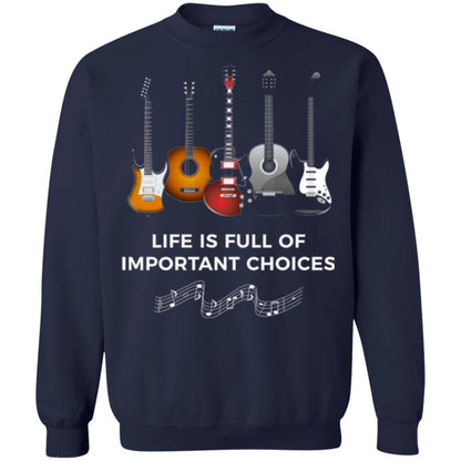 Funny Guitar T-shirt Life Is Full Of Important Choices Navy