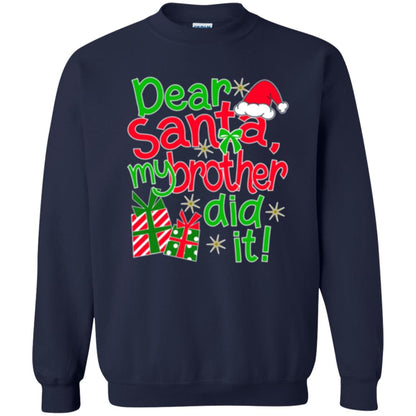 Christmas T-shirt Dear Santa My Brother Did It Navy