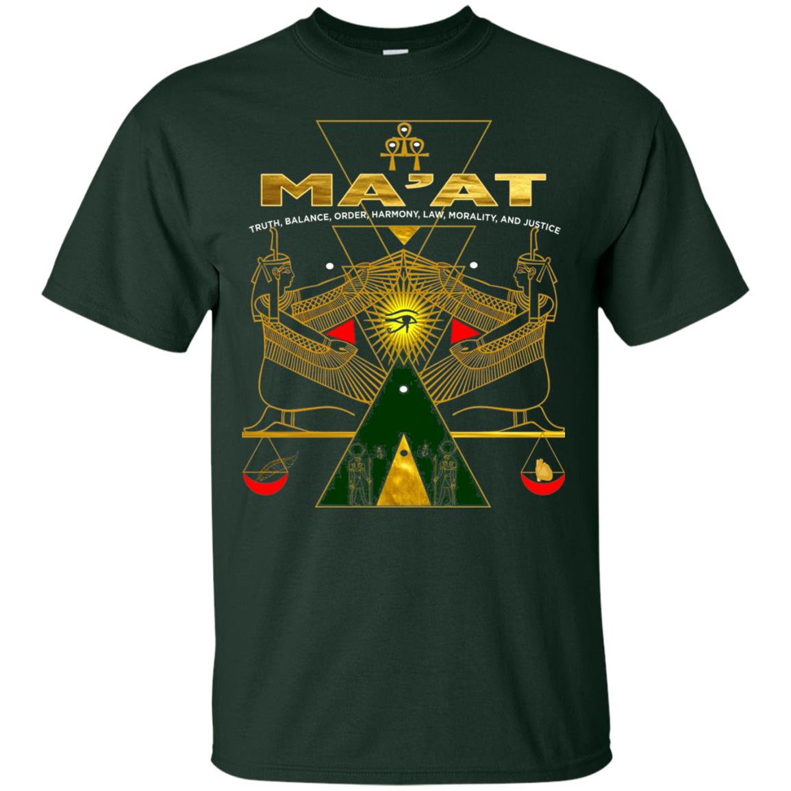 Sacred Kemetic Geometry Goddess Maat T-shirt Forest