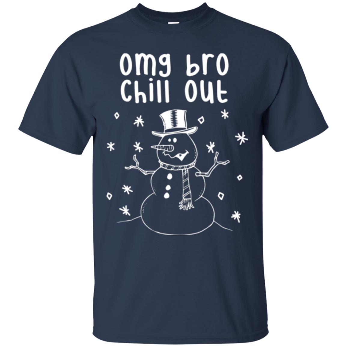 Snowman T-shirt Omg Bro Chill Out Navy
