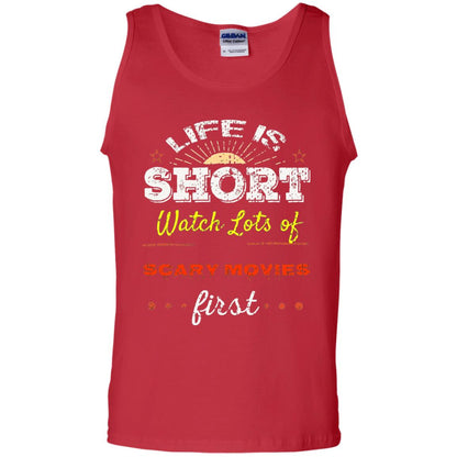 Horror Movie T-shirt Life Is Short Watch Scary Movies First Red