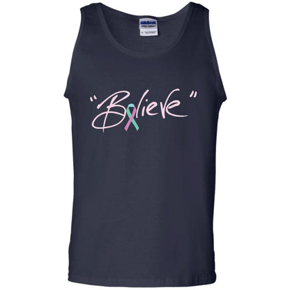 Thyroid Cancer Awareness Shirt Teal Pink Blue Ribbon Believe Navy