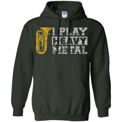 Funny Band Distressed T-shirt I Play Heavy Metal Forest Green
