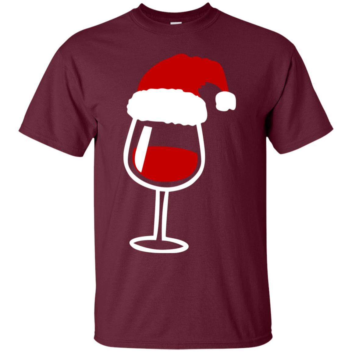 Twinkle Red Wine Glass Santa Hat X-mas Gift Shirt Maroon