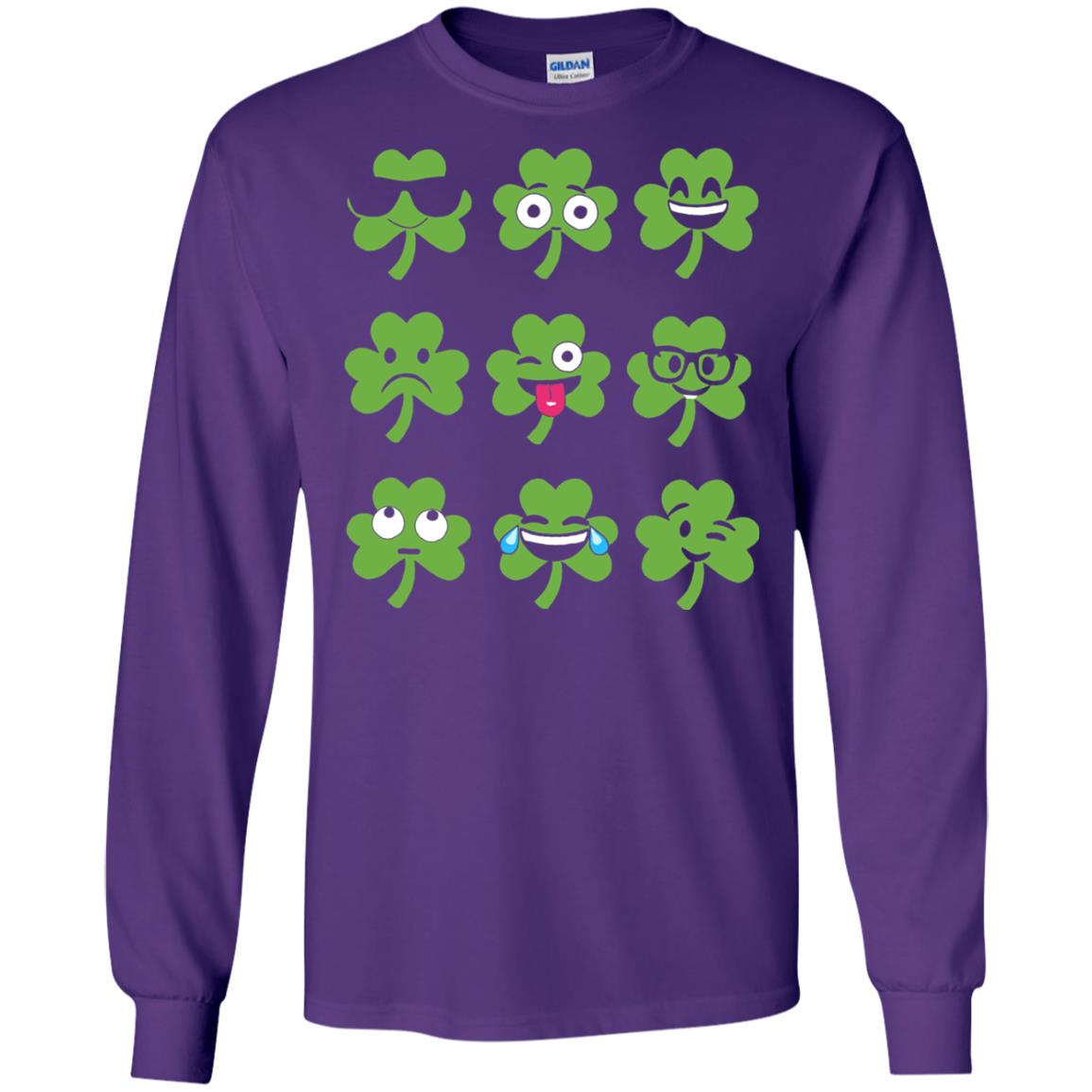 Emoji Shamrock St. Patrick_s Day T-shirt Purple