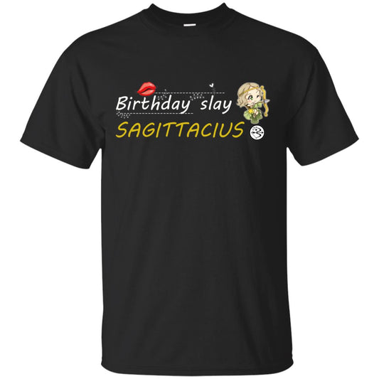 Cute Sagittarius Girl Birthday Lip Slay T-shirt Black