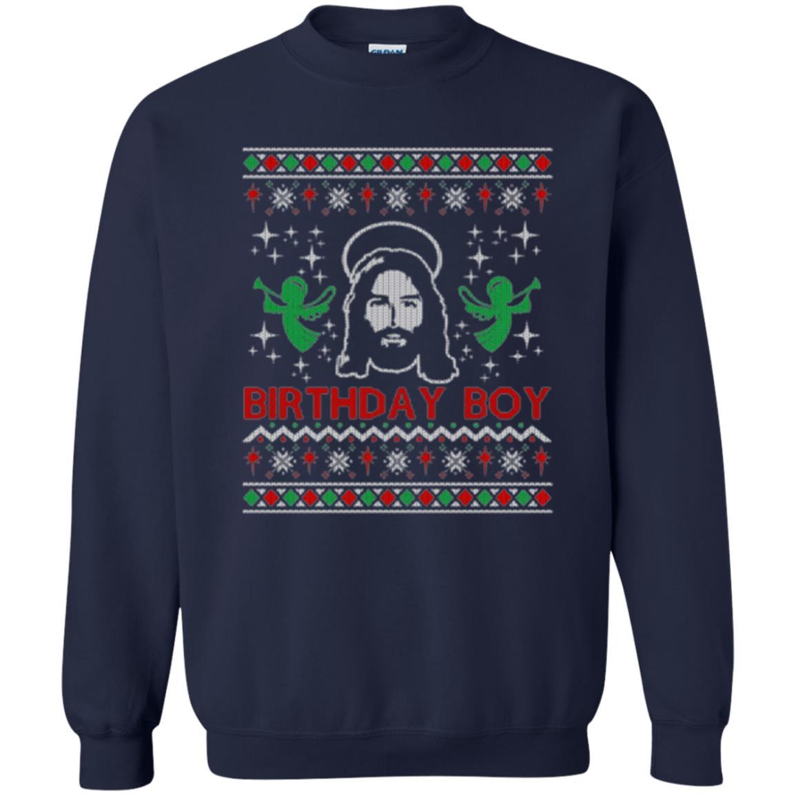 Christmas T-shirt Jesus Birthday Boy Ugly Christmas Sweater Navy