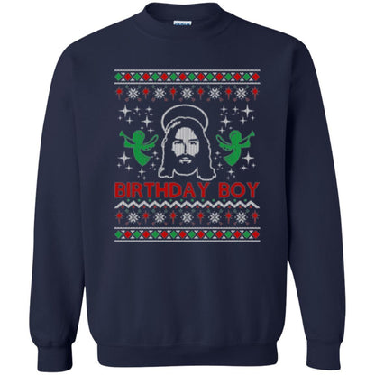 Christmas T-shirt Jesus Birthday Boy Ugly Christmas Sweater Navy
