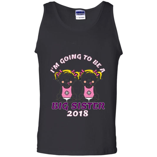 Family T-shirt I_m Going To Be A Big Sister Of Twins 2018 Black