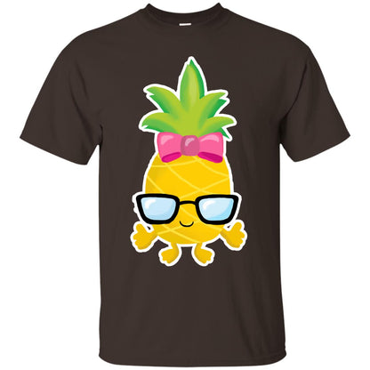 Funny Pineapple With Glasses For Girls Womens Shirt Dark Chocolate