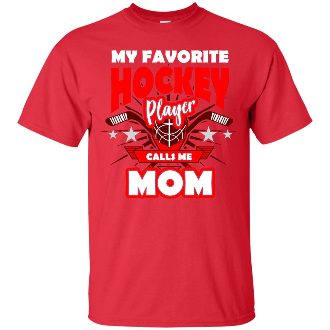 My Favorite Hockey Player Call Me Mom Hockey Mommy Shirt Red