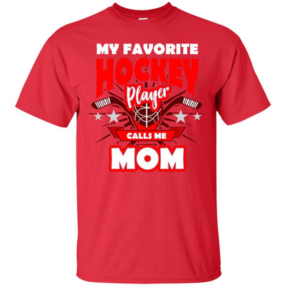 My Favorite Hockey Player Call Me Mom Hockey Mommy Shirt Red