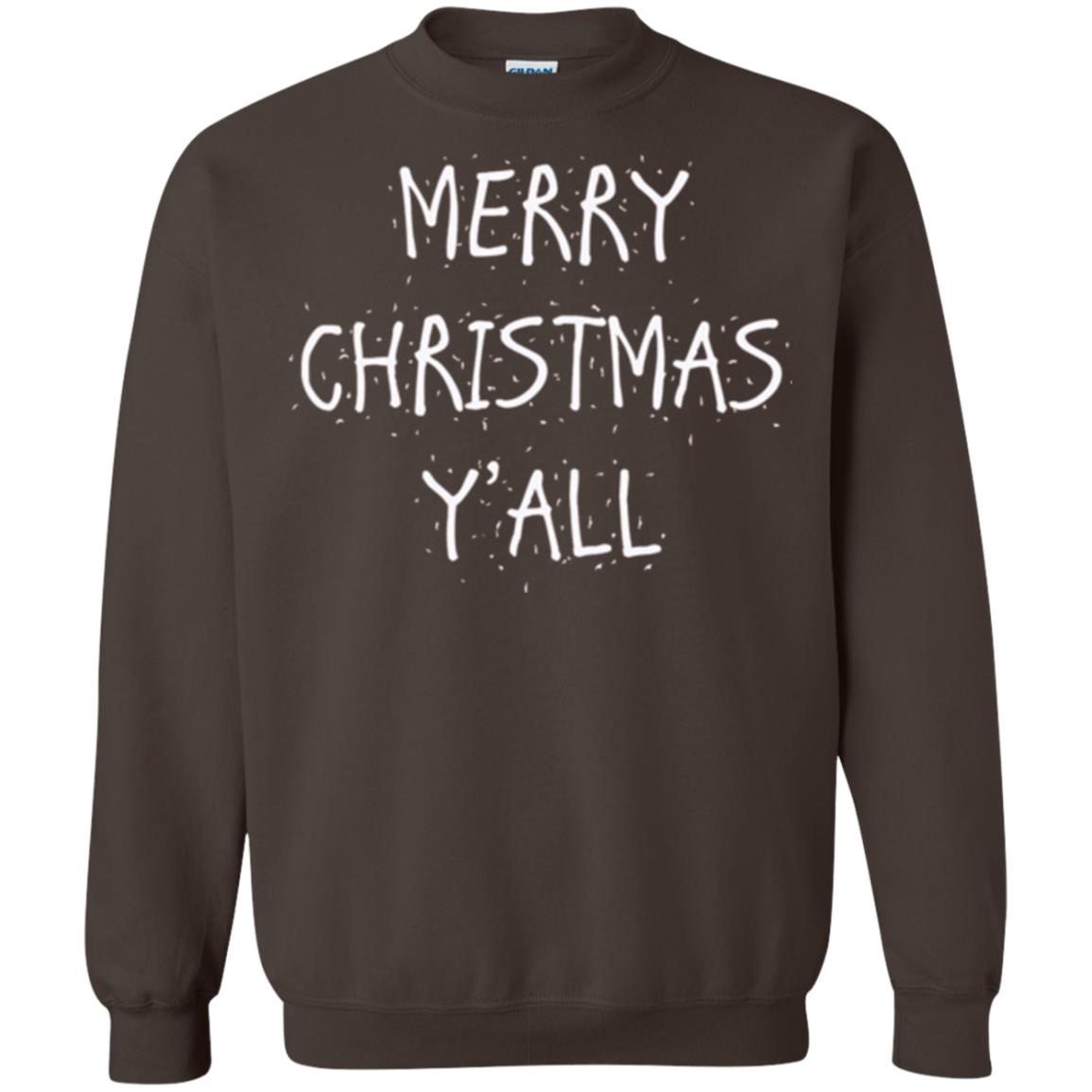 Christmas T-shirt Merry Christmas Y_all Dark Chocolate