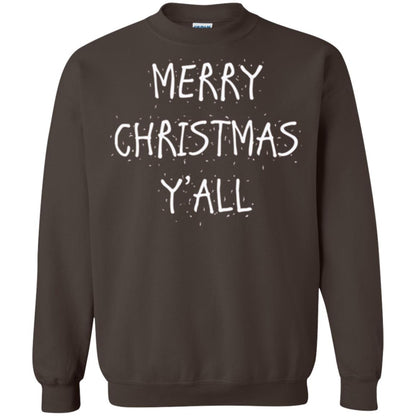 Christmas T-shirt Merry Christmas Y_all Dark Chocolate
