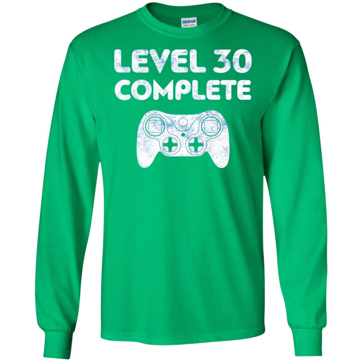 Level 30 Complete Video Gamer 30th Birthday Shirt Irish Green