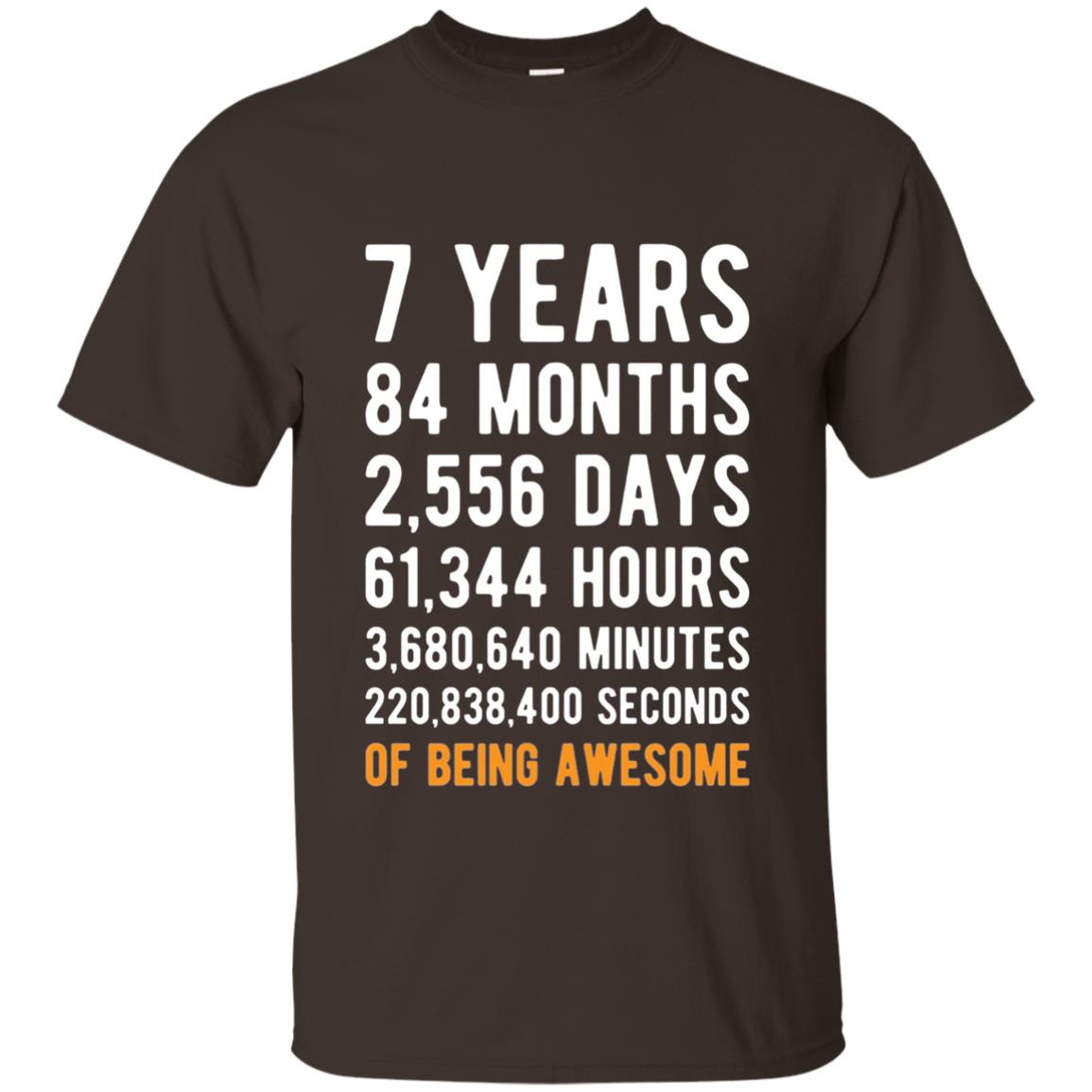 7th Birthday Shirt 7 Years Old Being Awesome Dark Chocolate