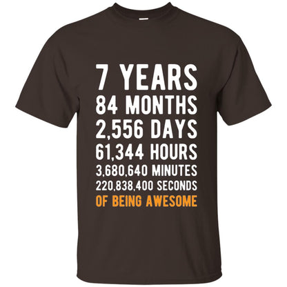 7th Birthday Shirt 7 Years Old Being Awesome Dark Chocolate