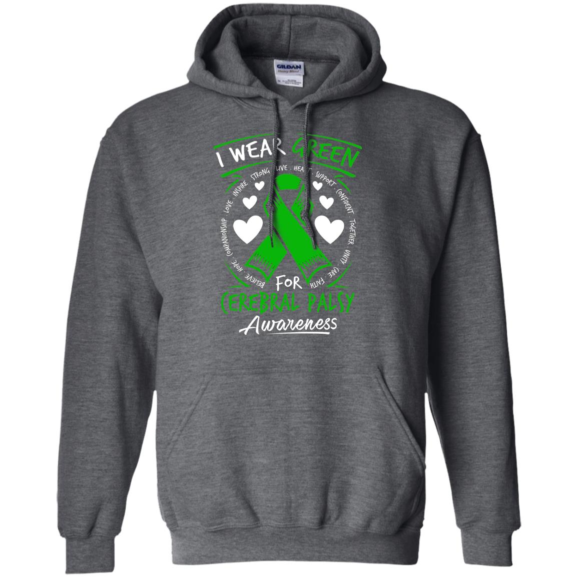 Cerebral Palsy Awareness T-shirt I Wear Green Dark Heather