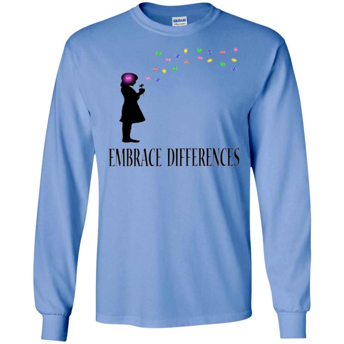 Embrace Differences Shirt Proud Autism Awareness T-shirt Carolina Blue