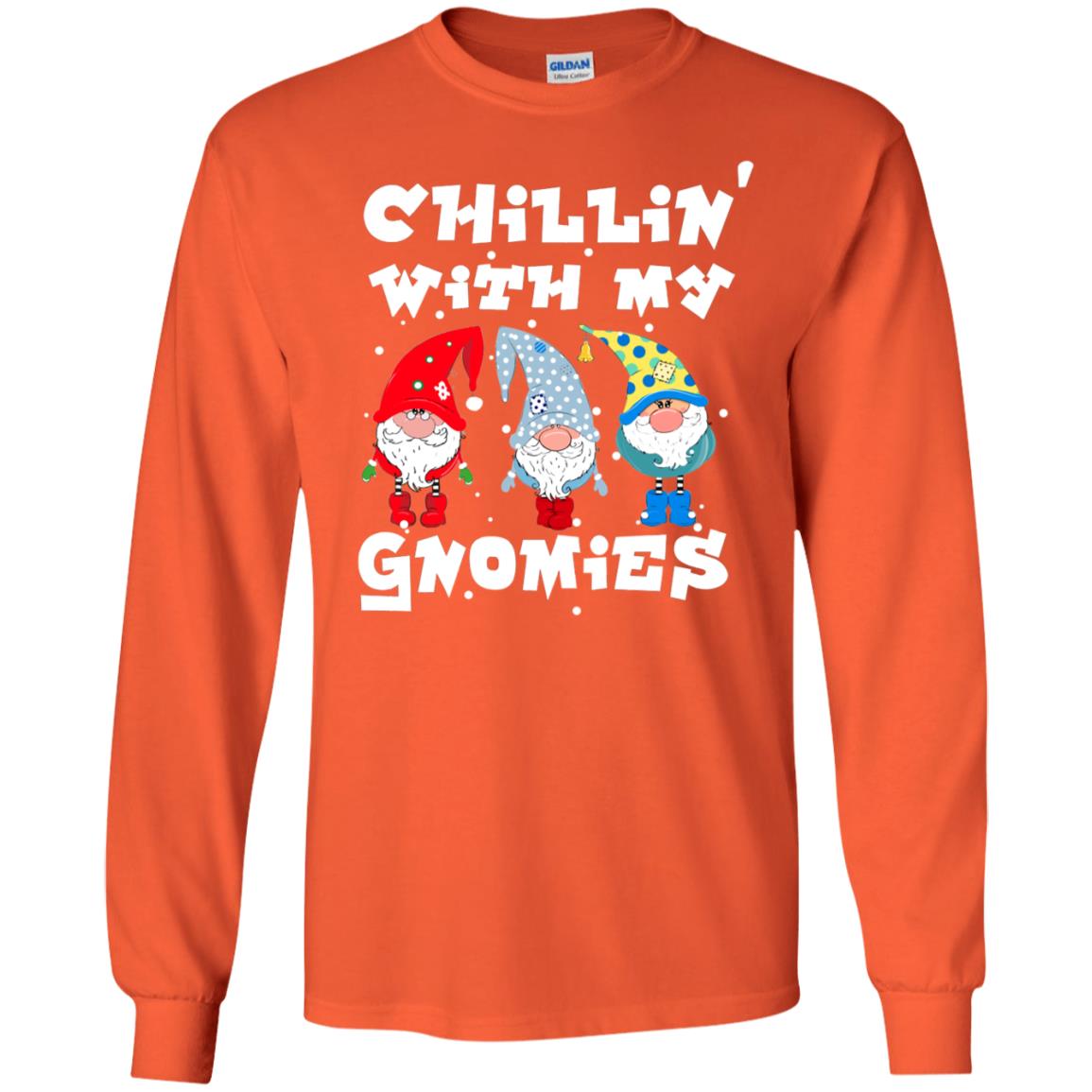 Chillin' With My Gnomies X-mas Gift Shirt For Mens Womens Kids Orange