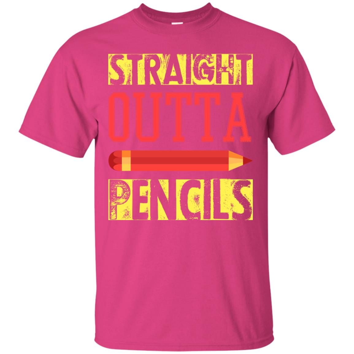 Straight Outta Pencils Teacher T-shirt Heliconia