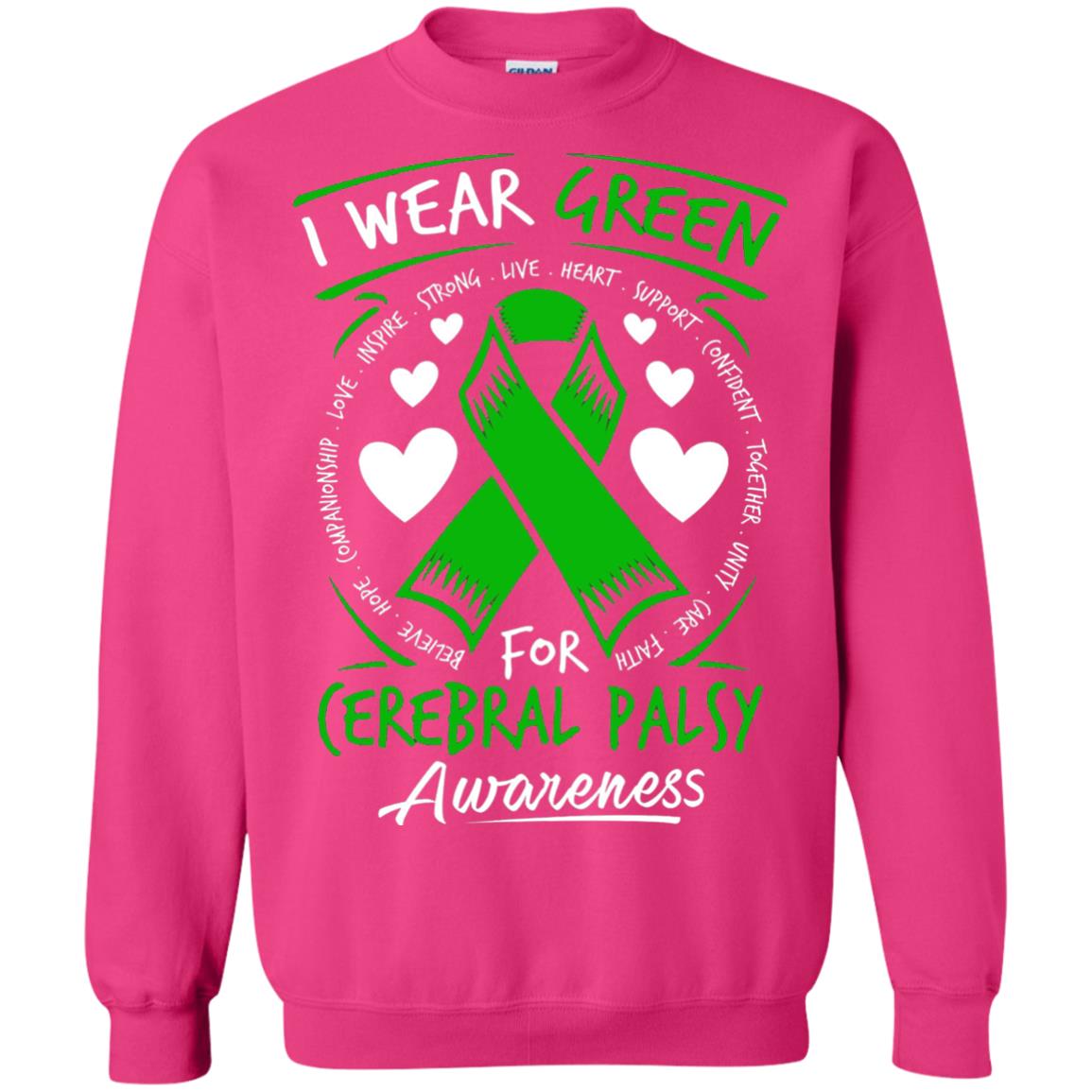 Cerebral Palsy Awareness T-shirt I Wear Green Heliconia