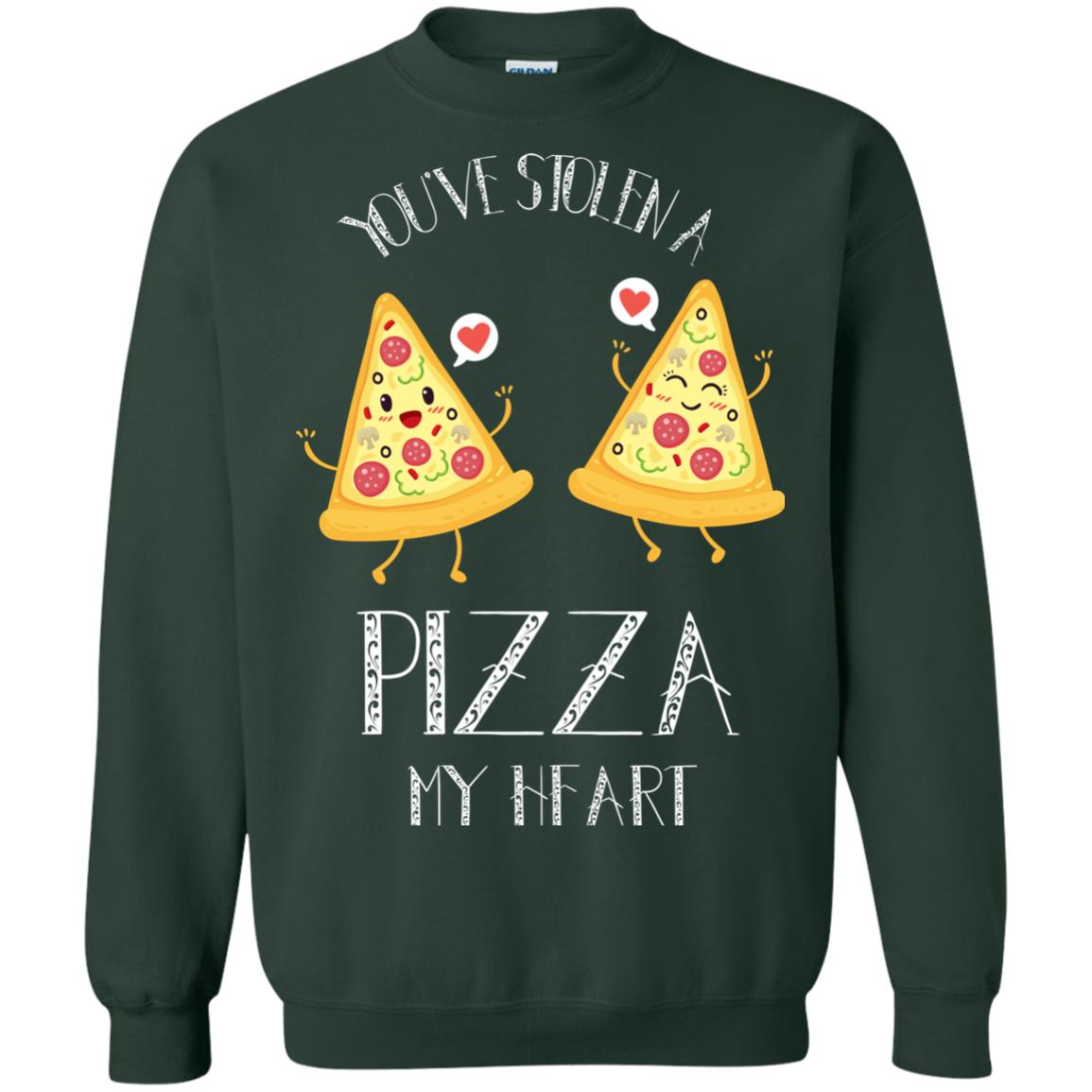 Pizza Lover T-shirt You've Stolen A Pizza My Heart Forest Green