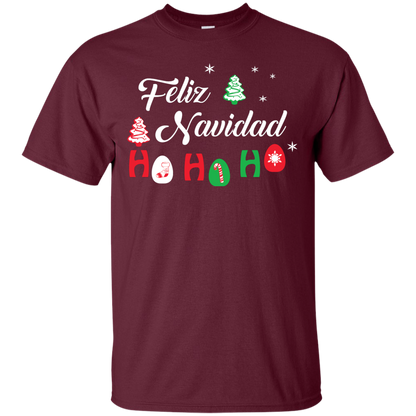 Chirstmas T-Shirt Feliz Navidad Ho Ho Ho Maroon