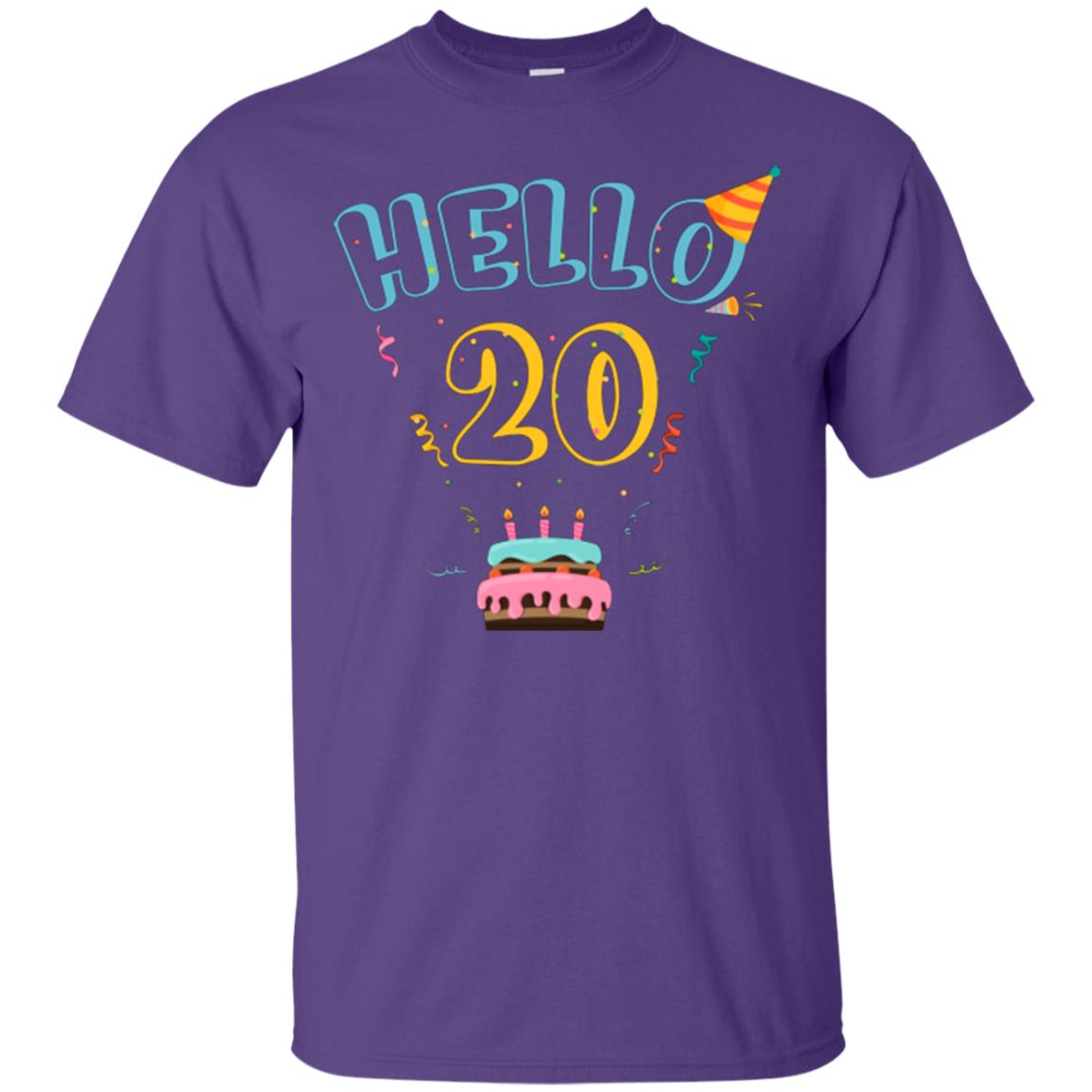Hello 20 Twenty Years Old 20th 1998s Birthday Gift Shirt Purple