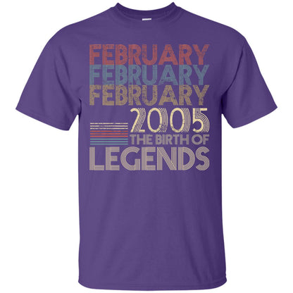 February Retro Classic Vintage 2005 The Birth Of Legends 13th Birthday T-shirt Purple