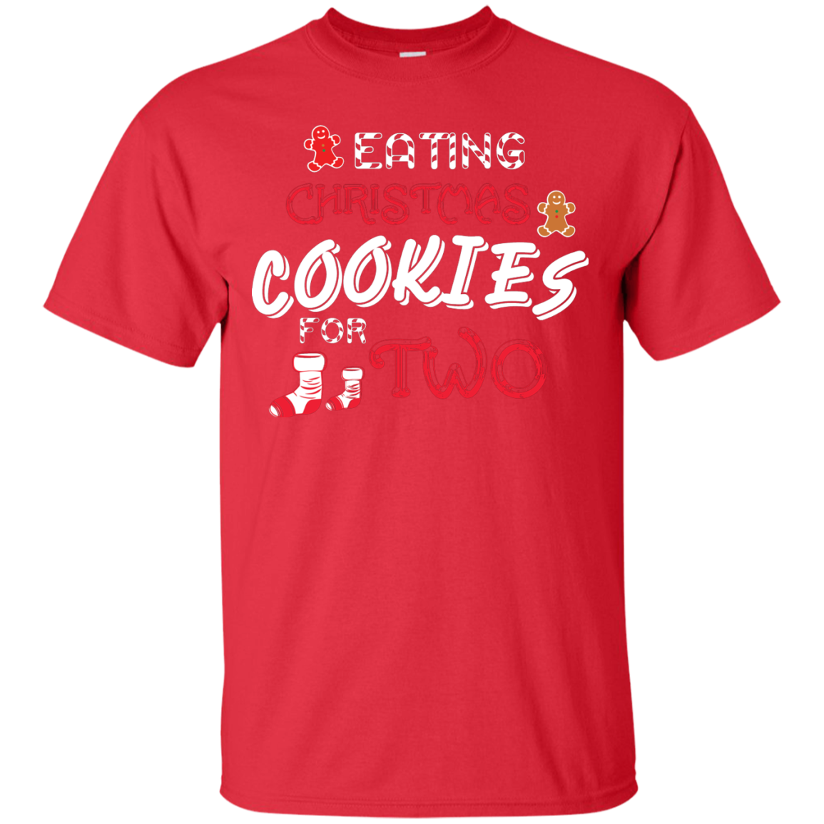 Christmas T-shirt Eating Christmas Cookies For Two Red