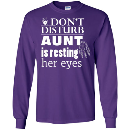 Don't Disturb Aunt Is Resting Her Eyes Funny Auntie Shirt Purple