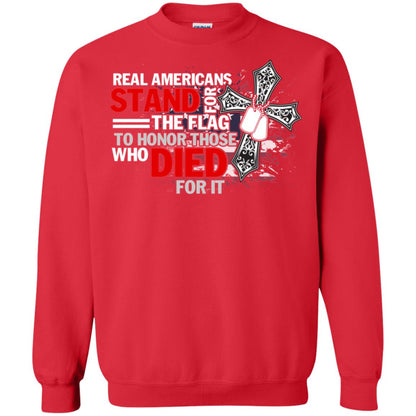 Real Americans Stand For The Flag To Honor Those Who Died For It Veteran Shirt Red